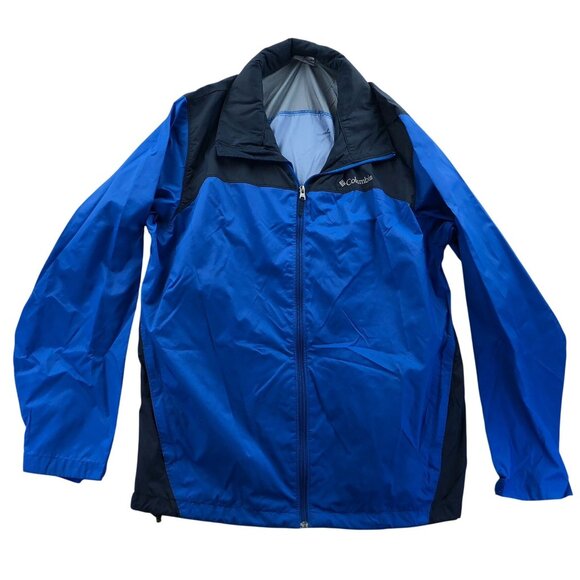 Columbia Mens Jacket Large Blue & Black Lightweight Nylon - Picture 1 of 10